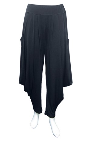 CHARCOAL - Bella soft knit pants with cowl sides